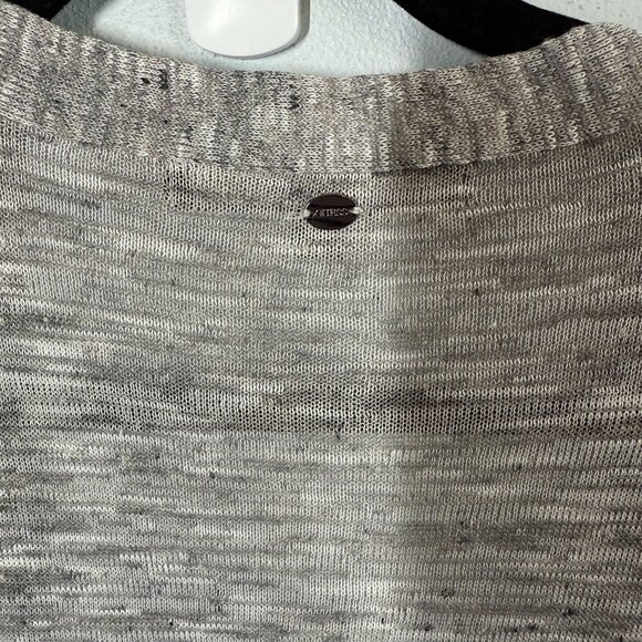 Guess Cardigan Duster Womens Large Gray Open Front Waterfall Draped Chiffon Belt - Picture 10 of 14